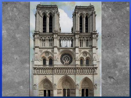D’après la façade de la cathédrale Notre-Dame de Paris, 1163-début XIVe siècle, gothique, restauration XIXe siècle, art médiéval. (Marsailly/Blogostelle)