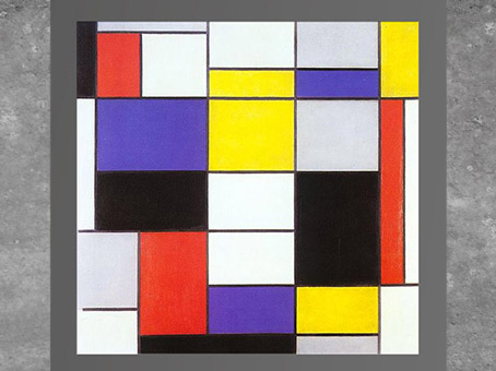 D’après Composition A, Piet Mondrian, 1923, rectangles d’or, XXe siècle. (Marsailly/Blogostelle)