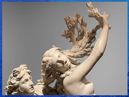 D’après Apollon et Daphné, de Gian Lorenzo Bernini dit Le Bernin, Les métamorphoses d'Ovide, 1622-1625, marbre, XVIIe siècle, art Baroque. (Marsailly/Blogostelle)