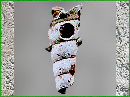 D'après un coquillage, pendeloque, Abri de la Gravette, Dordogne, 26 000 – 20 000 avjc, paléolithique supérieur. (Marsailly/Blogostelle)