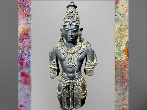 D’après Vishnu et son joyau divin, statue, schiste, Gwalior, XIe-XIIe siècle, Madhya Pradesh, Inde ancienne. (Marsailly/Blogostelle)