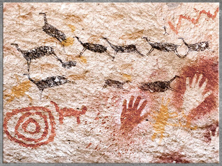 D'après l'art paléolithique, l'univers des chasseurs cueilleurs, histoire du Sacré, préhistoire. (Marsailly/Blogostelle)