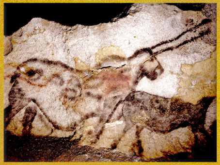 D'après l'animal fabuleux dit La Licorne, grotte de Lascaux, 18 000 avjc, magdalénien, Dordogne, France, paléolithique supérieur. (Marsailly/Blogostelle)