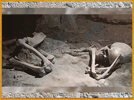 D'après une sépulture magdalénienne, position du fœtus, 18 000 -10 000 avjc, Gironde, France, paléolithique supérieur. (Marsailly/Blogostelle)