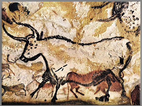 D'après un grand taureau, grotte de Lascaux, 18 000 ans avjc, Magdalénien, Dordogne, France, paléolithique supérieur. (Marsailly/Blogostelle)