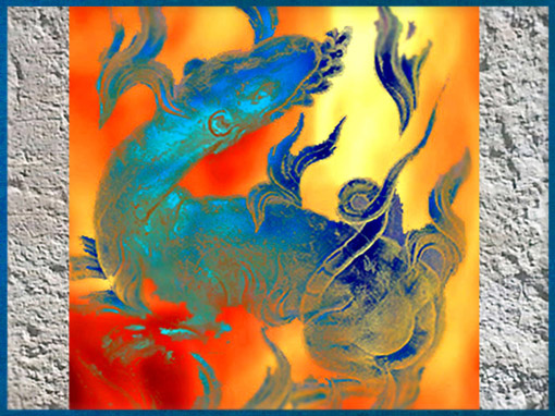 D’après le motif de la salamandre, symbole alchimique du feu qui ne brûle pas. (Marsailly/Blogostelle)