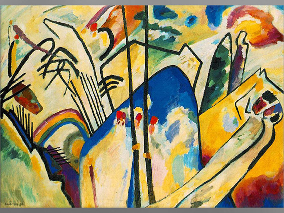 D'après Composition numéro IV, Vassily Kandinsky, huile sur toile, 1911, art abstrait, XXe siècle. (Marsailly/Blogostelle)