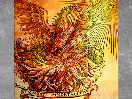 D'après le thème du phénix qui renaît de ses cendres, un symbole d'immortalité. (Marsailly/Blogostelle)