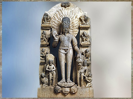 D'après Agni, dieu védique et hindou du Feu, haut relief, pierre, XIe-XIIe siècle, Uttar Pradesh, Inde ancienne. (Marsailly/Blogostelle)