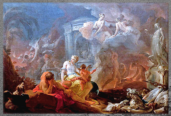 D’après Vulcain dans sa forge avec Vénus, Corrado Giaquinto, entre 1725 et 1750, inspiré de l’Énéide de Virgile, huile sur toile, école napolitaine, Italie, XVIIIe siècle. (Marsailly/Blogostelle)