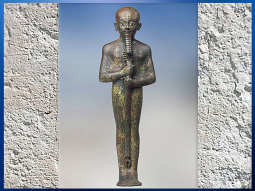 D’après le dieu Ptah, démiurge et protecteur des forgerons et artisans, bronze et feuille d'or, 1070-712 avjc, Troisième Période Intermédiaire, Égypte ancienne.  (Marsailly/Blogostelle) 