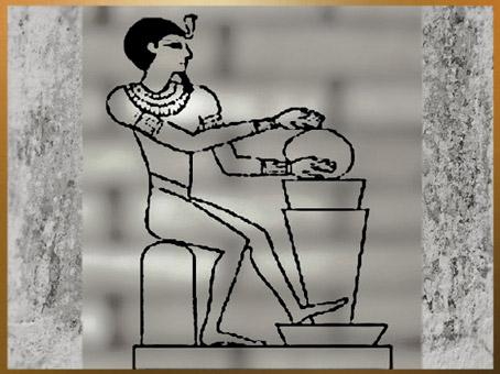 D’après le dieu Khnoum façonnant l'œuf cosmique sur son tour de potier, Égypte ancienne.  (Marsailly/Blogostelle)