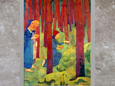 D’après L'Incantation ou Le Bois Sacré, Paul Sérusier, 1891, huile sur toile, école de Pont-Aven, France, fin XIXe siècle. (Marsailly/Blogostelle)