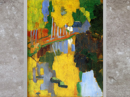 D’après Le Talisman, Paysage au Bois d'Amour, Paul Sérusier, manifeste nabi,1888, huile sur bois, France, fin XIXe siècle. (Marsailly/Blogostelle) 