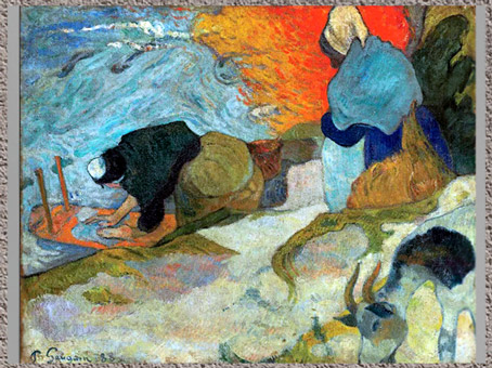 D’après les Laveuses à Arles ou Lavandières, Paul Gauguin, 1888, huile sur toile, France, fin XIXe siècle. (Marsailly/Blogostelle)