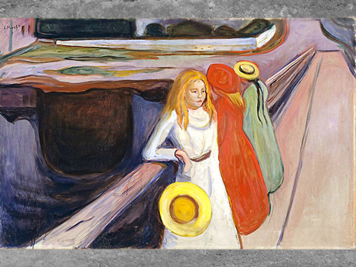 D’après Les Jeunes Filles sur le pont, Edvard Munch, 1901, huile sur toile, Norvège, début XXe siècle. (Marsailly/Blogostelle)