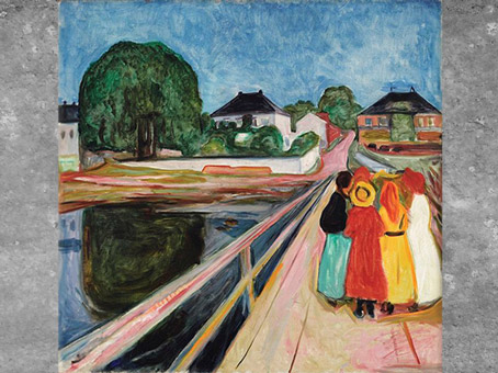 D'après Les Jeunes Filles sur le pont, Edvard Munch, 1902, peinture à l'huile, Norvège, début XXe siècle. (Marsailly/Blogostelle)