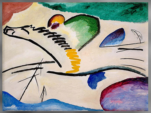 D’après Le cavalier, Vassily Kandinsky, 1911, huile sur toile, début XXe siècle. (Marsailly/Blogostelle)