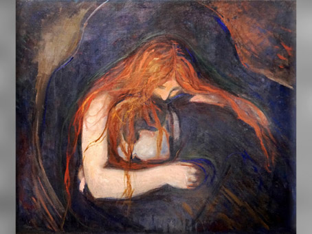 D’après Vampire, Edvard Munch, 1895, huile sur toile, Norvège, fin XIXe siècle. (Marsailly/Blogostelle)
