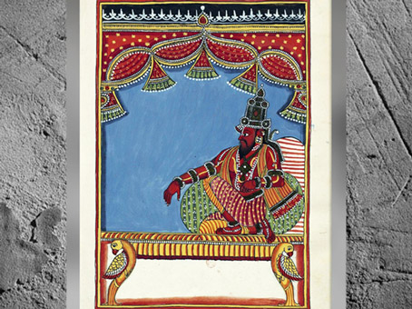 D’après Yudhishthira, aîné des frères Pandava, Mahâbhârata, Divinités indiennes, deux albums-195 illustrations, 1720-1730, Andhra-Pradesh-Karnataka, Inde du Sud. (Marsailly/Blogostelle) 