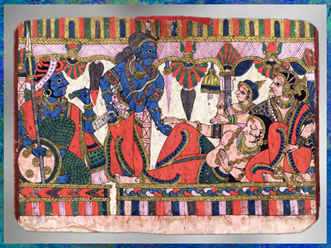 D’après le rishi Vishvamitra, rêve du roi Harishchandra, Mahâbhârata, Inde du Sud. (Marsailly/Blogostelle)