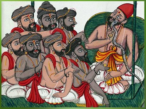 D’après le roi Parikshit mordu par le serpent-naga Takshaka, Bhâgavata Purana, Inde du Sud. (Marsailly/Blogostelle)
