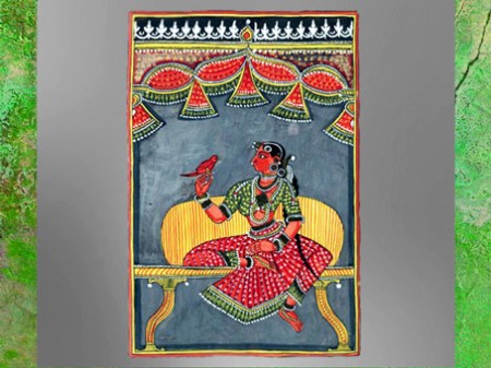 D’après Draupadî, épouse des cinq frères Pandava, "Divinités indiennes", deux albums-195 illustrations, 1720-1730, Andhra Pradesh-Karnataka, XVIIIe siècle, Inde ancienne. (Marsailly/Blogostelle)