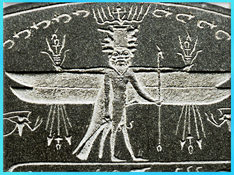 D’après le dieu Bès, stèle de Metternich, détail, Basse Époque, Égypte Ancienne. (Marsailly/Blogostelle)