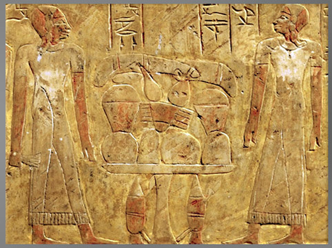 D’après la stèle porte-étendard du roi Aakheperou-men-sou-iam, dédiée à Osiris, règne d’Amenhotep II, relief peint, calcaire, XVIIIe dynastie, Abydos, Nouvel Empire, Égypte ancienne. (Marsailly/Blogostelle) 