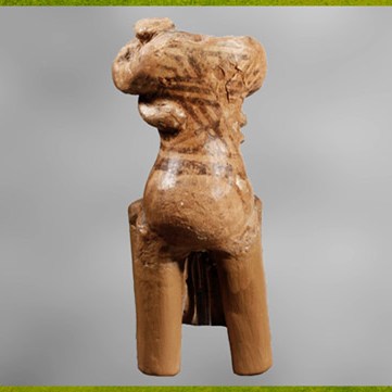 D’après une statuette, femme et enfant, terre cuite peinte, Sesklo, 4800-4500 avjc, Thessalie, Grèce, Ve millénaire avjc, néolithique égéen. (Marsailly/Blogostelle)