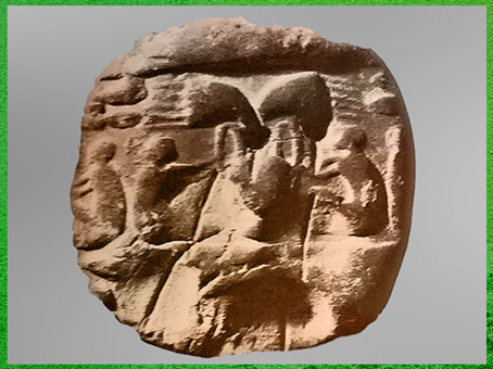 D'après une tablette de comptabilité, cellériers au travail, cellier et provisions, argile, période d'Uruk, vers 3300 avjc, Irak actuel, Mésopotamie. (Marsailly/Blogostelle)