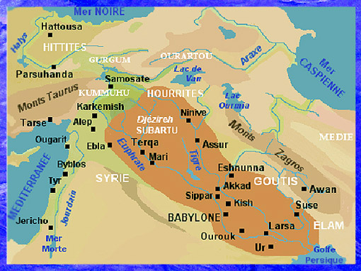 D'après une carte de la Mésopotamie. (Marsailly/Blogostelle)
