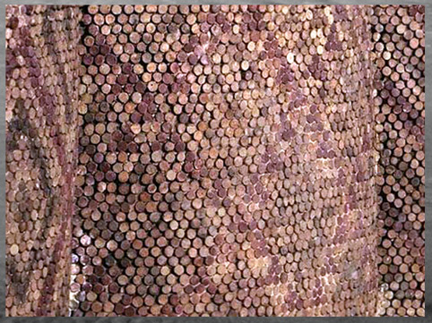 D’après des mosaïque de cônes, terre cuite, Eanna, sanctuaire d’Inanna, Uruk, seconde moitié du IVe millénaire avjc, Mésopotamie. (Marsailly/Blogostelle)