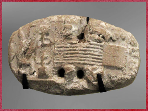 D'après une scène de tissage, empreinte de sceau, tablette de comptabilité, période d'Uruk, 3800-3100 avjc, Suse, Élam, Orient ancien. (Marsailly/Blogostelle)