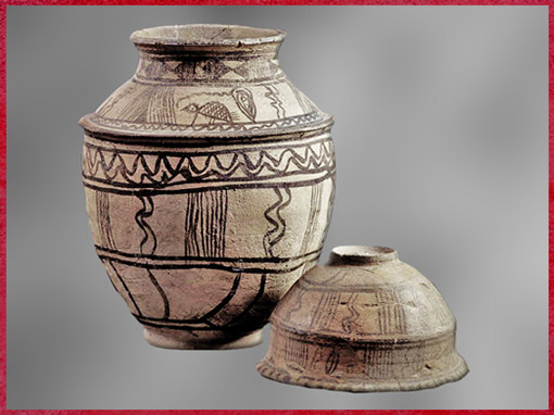 D’après une jarre, céramique peinte, trésor du Vase à la cachette, acropole de Suse, vers 2450 avjc, Élam, Iran actuel, Orient ancien. (Marsailly/Blogostelle)