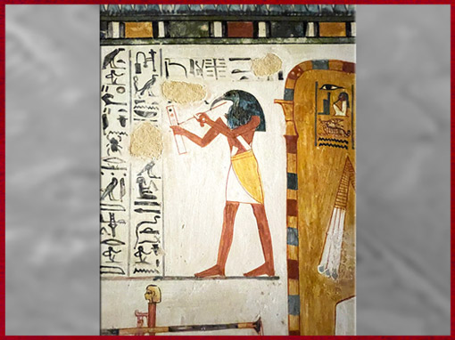 D’après le dieu Thot, scribe des dieux, tombeau de Menna, règne de Thoutmosis IV, nécropole thébaine, Louxor, XVIIIe dynastie, Nouvel Empire, Égypte ancienne. (Marsailly/Blogostelle) 