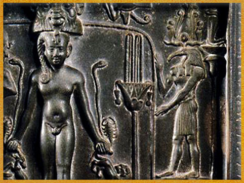 D’après Thot guérisseur et Horus enfant Harpocrate, stèle magique de Metternich, greywacke, 360-343 avjc, Nectanebo II, XXXe dynastie, Basse Époque, Héliopolis, Égypte ancienne. (Marsailly/Blogostelle) 